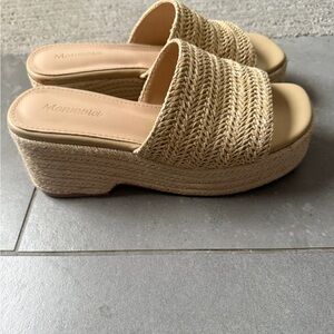 Women's Tan Woven Platform Sandals